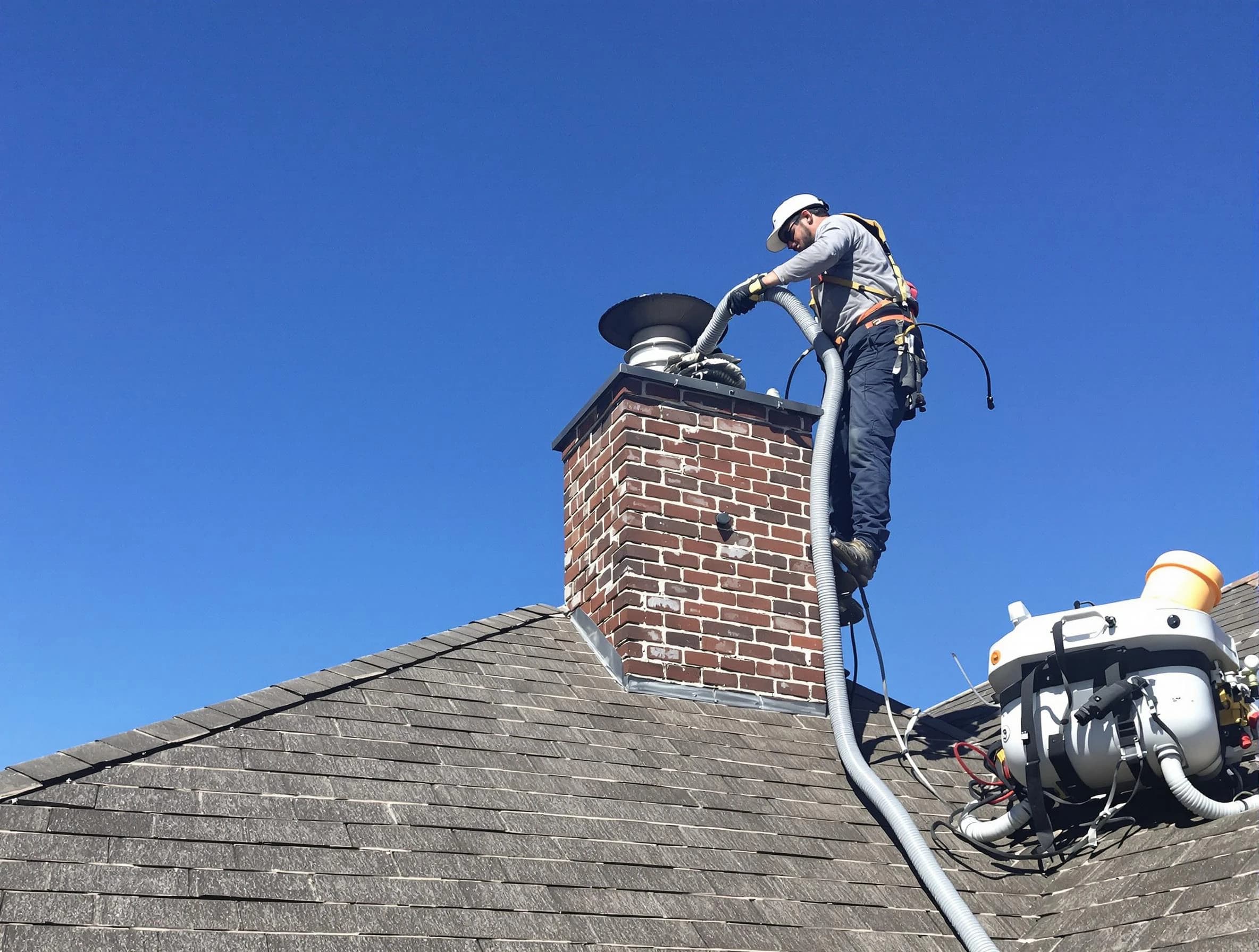 Dedicated Shaler Chimney Sweep team member cleaning a chimney in Shaler, PA