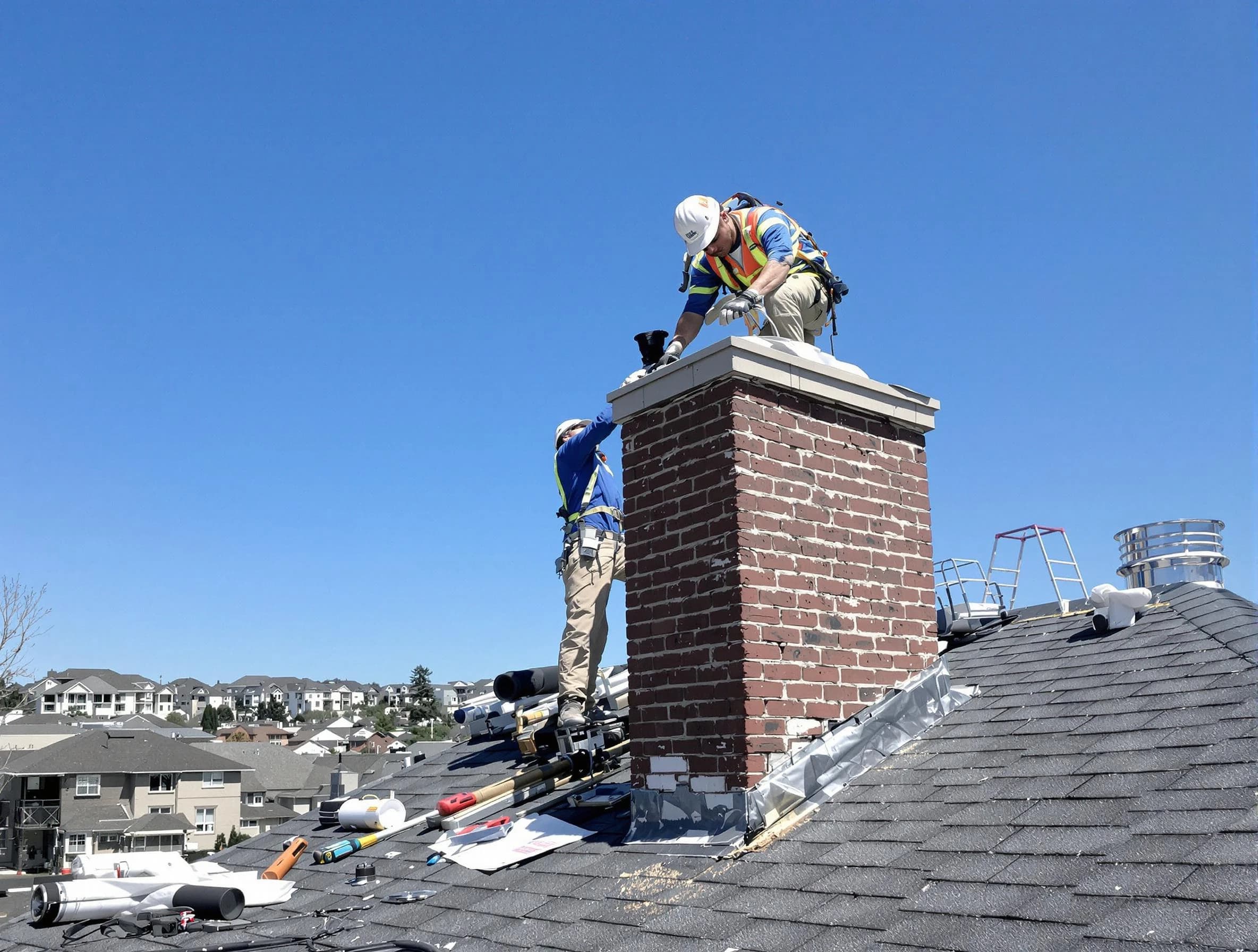 Shaler Chimney Sweep repairing a chimney crown in Shaler, PA