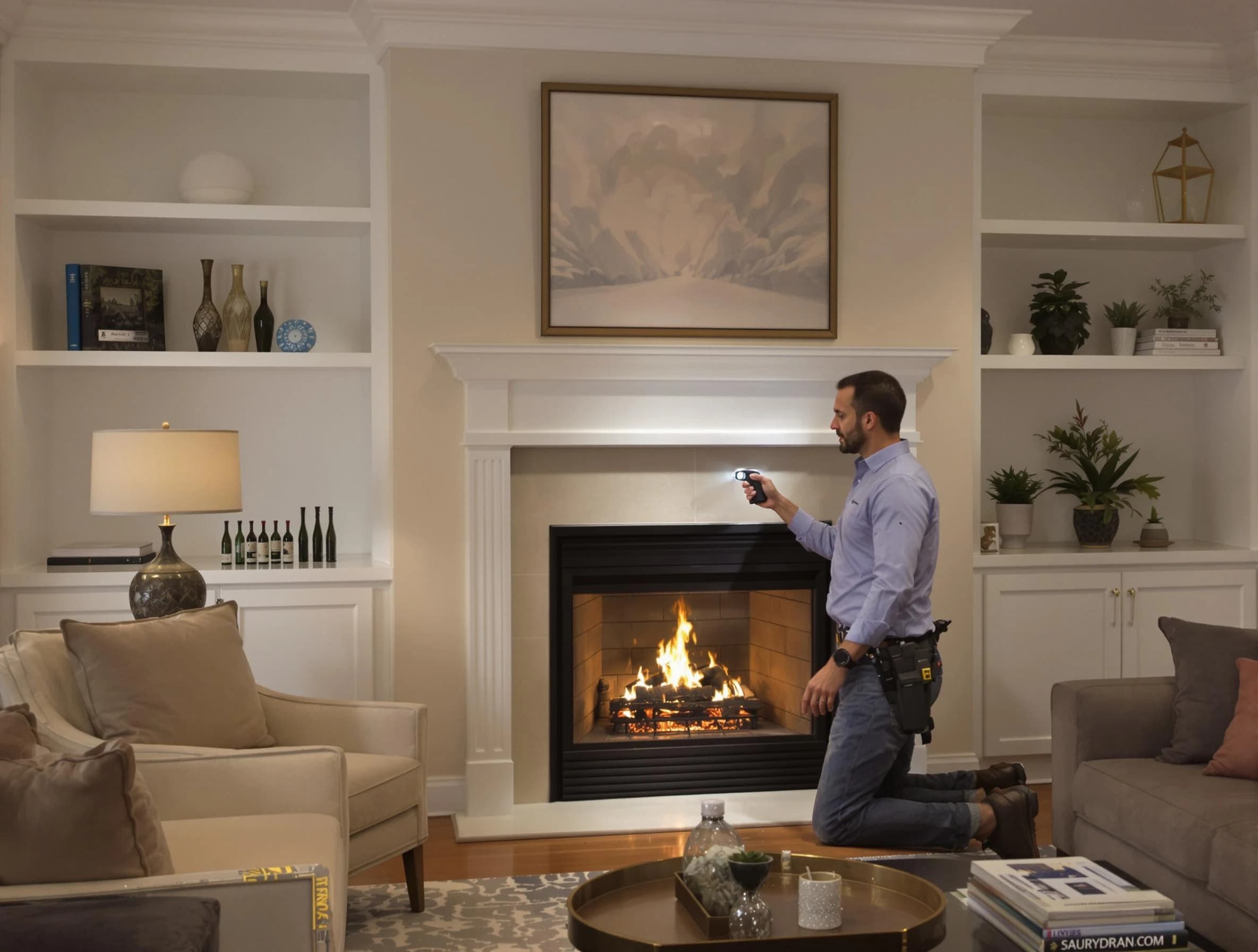 Shaler Chimney Sweep conducting a fireplace safety inspection in Shaler, PA