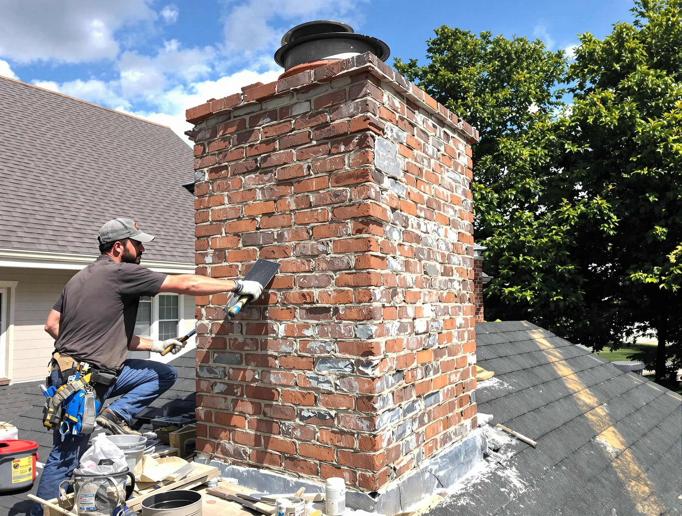 Completed chimney rebuild by Shaler Chimney Sweep in Shaler, PA
