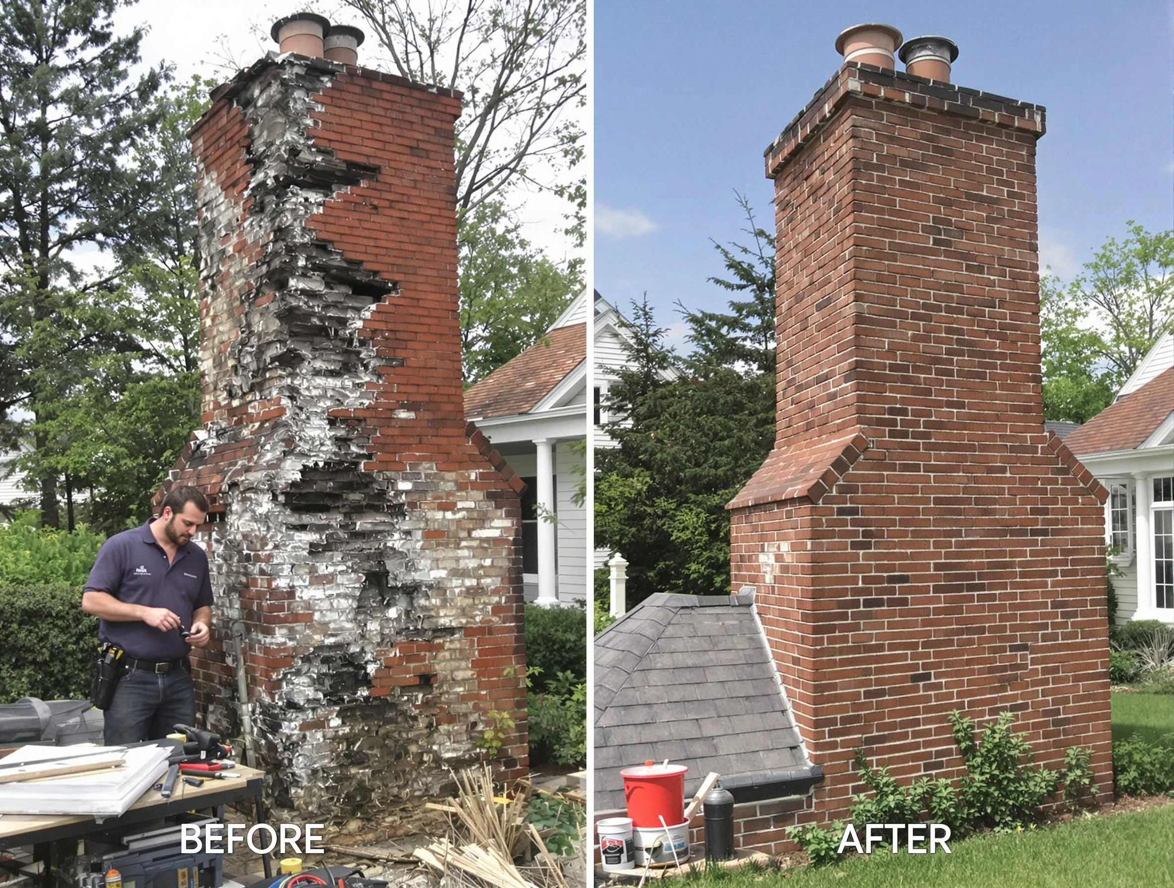Shaler Chimney Sweep performing a full chimney restoration in Shaler, PA