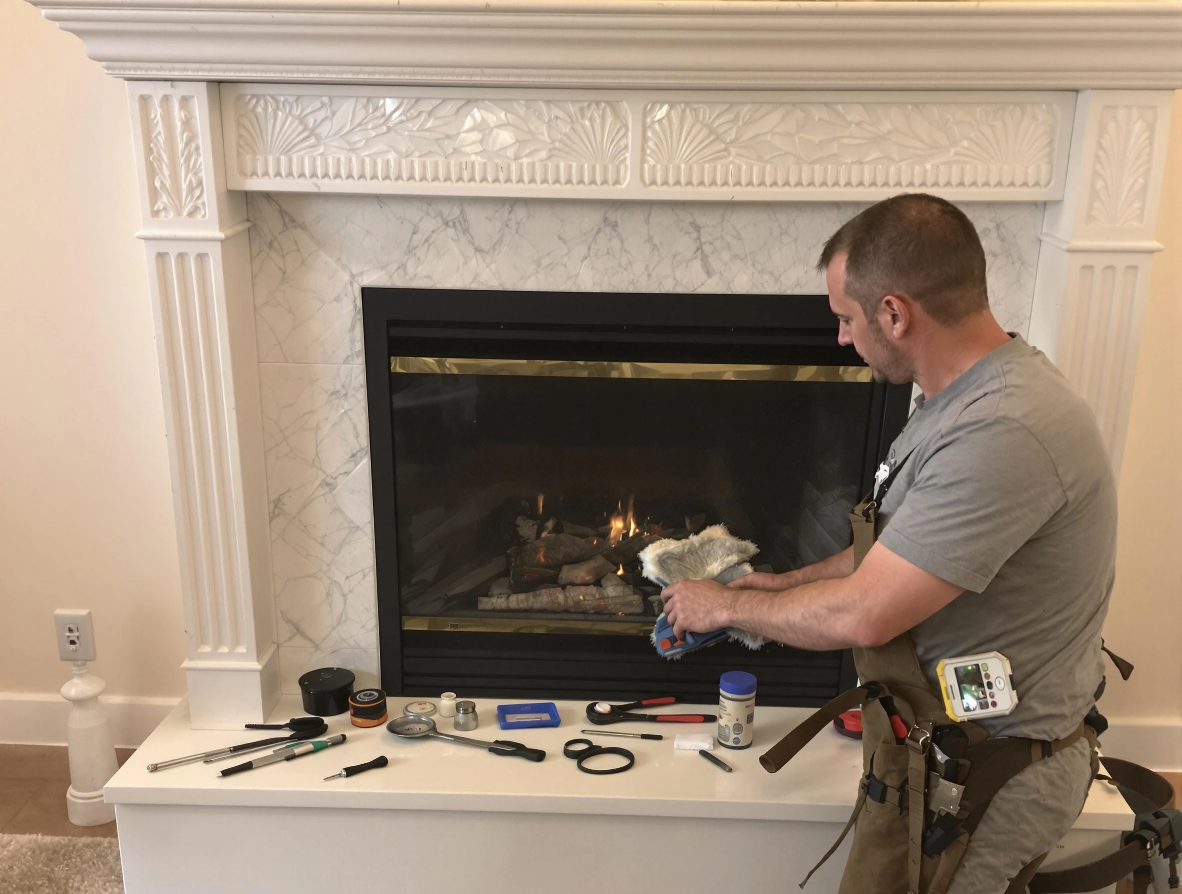 Shaler Chimney Sweep performing fireplace maintenance in Shaler, PA